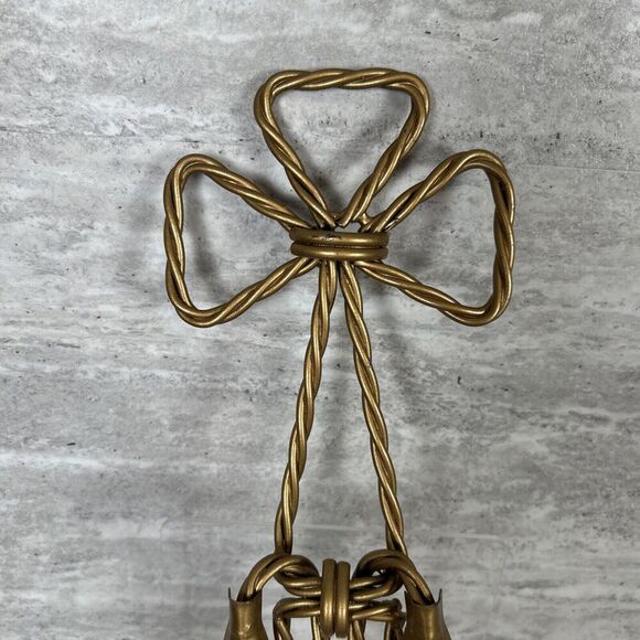 Homco MCM 2 HOME INTERIOR TWISTED ROPE SCONCE DOUBLE TAPER GOLD BOW DESIGN - Picture 2 of 16